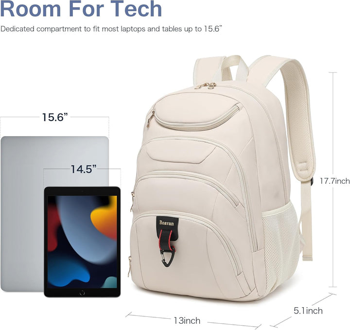 Mochila para laptop Boavan para hombres (Negro, 15.6), Beige crema,...