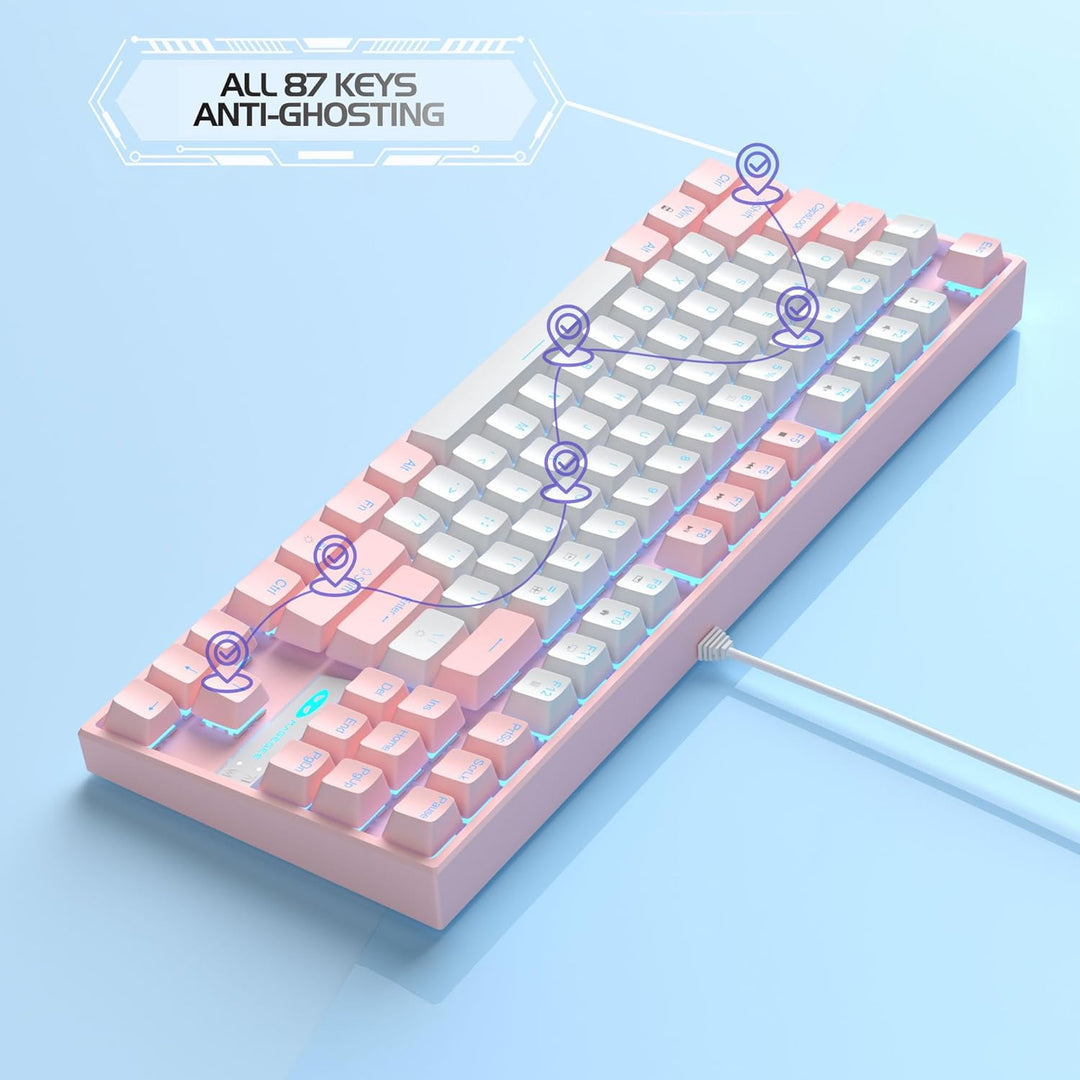 MageGee Teclado mecánico 75% para juegos, interruptor rojo, retroil...
