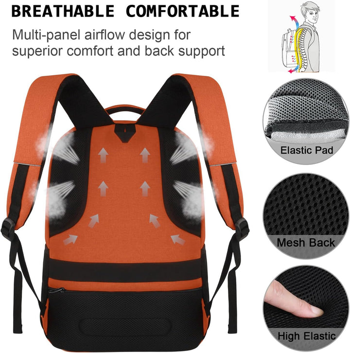 Mochila para Laptop Volher, Naranja, 15,6 pulg., Computadora portátil