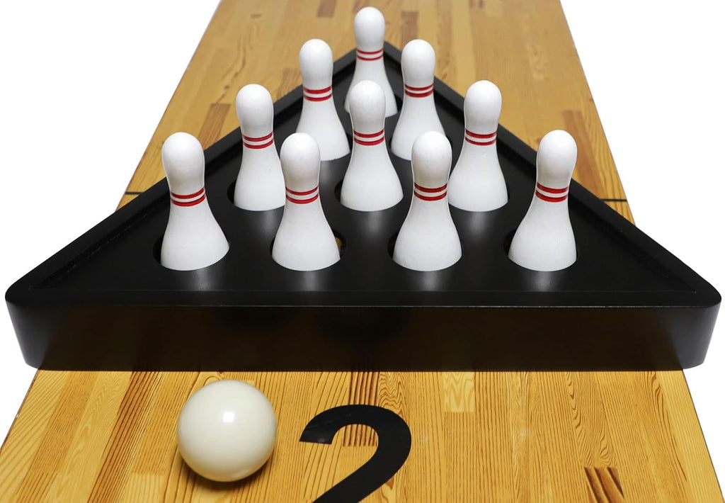 Juego de alfileres de bolos de tejo con 10 pines de bolos de madera dura de alta calidad, bola de boliche triangular Durabel de resina y bolsa de transporte, diversión para juegos de tejo