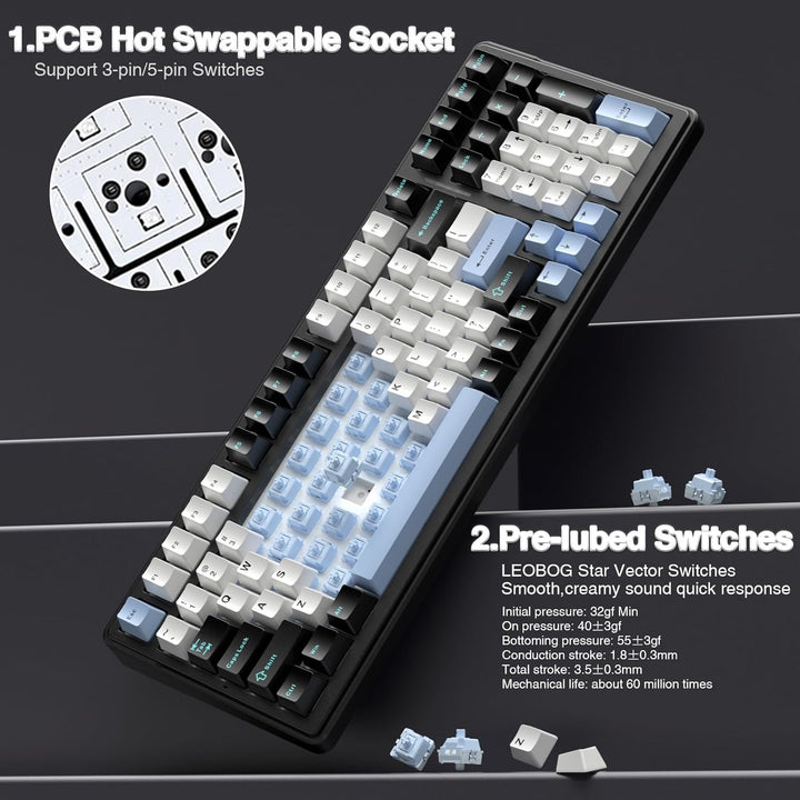 AULA F99 Teclado mecánico inalámbrico, teclado personalizado interc...