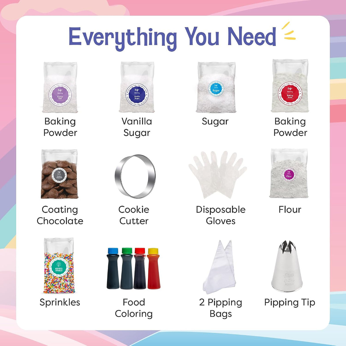 Baketivity x Kit para hornear galletas de unicornio Duff Goldman para niños