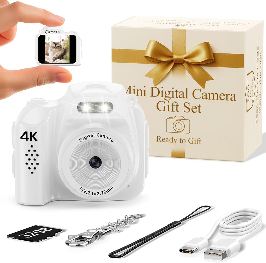 FLATIC Mini cámara con llavero - Mini cámara 4K con tarjeta de 32 G...