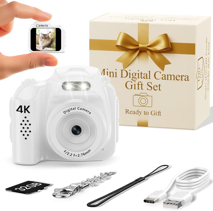 FLATIC Mini cámara con llavero - Mini cámara 4K con tarjeta de 32 G...