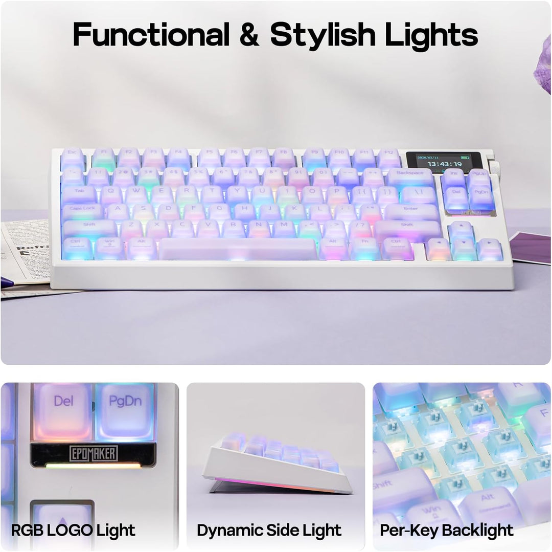 EPOMAKER Teclado inalámbrico G84 PRO para juegos con pantalla y per...