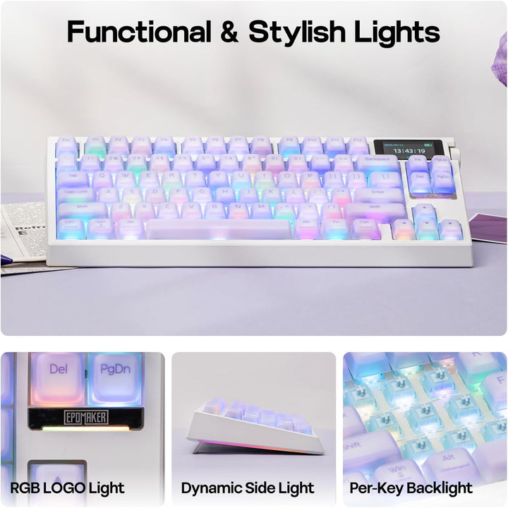 EPOMAKER Teclado inalámbrico G84 PRO para juegos con pantalla y per...