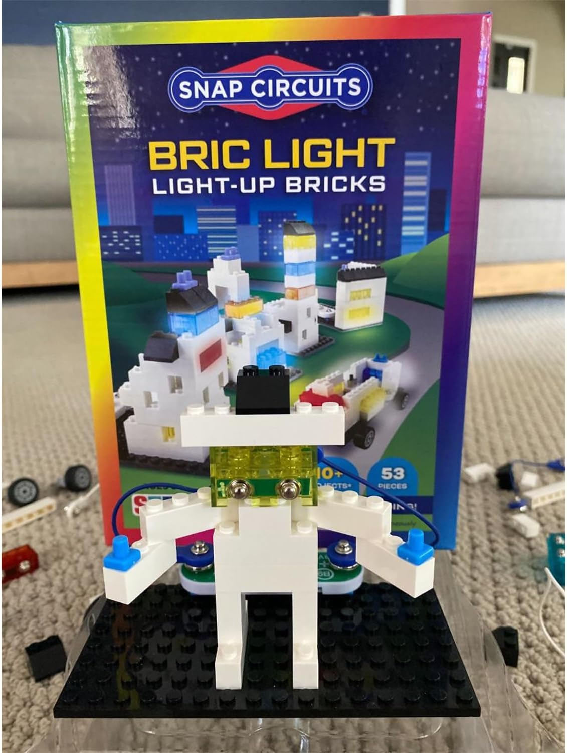 Snap Circuits BRIC Light, Ladrillos de Construcción y Kit de Circuitos Eléctricos para Niños, Juguete Educativo STEM para Niños de 8 años en Adelante, Ladrillos que se Iluminan, Incluye 10