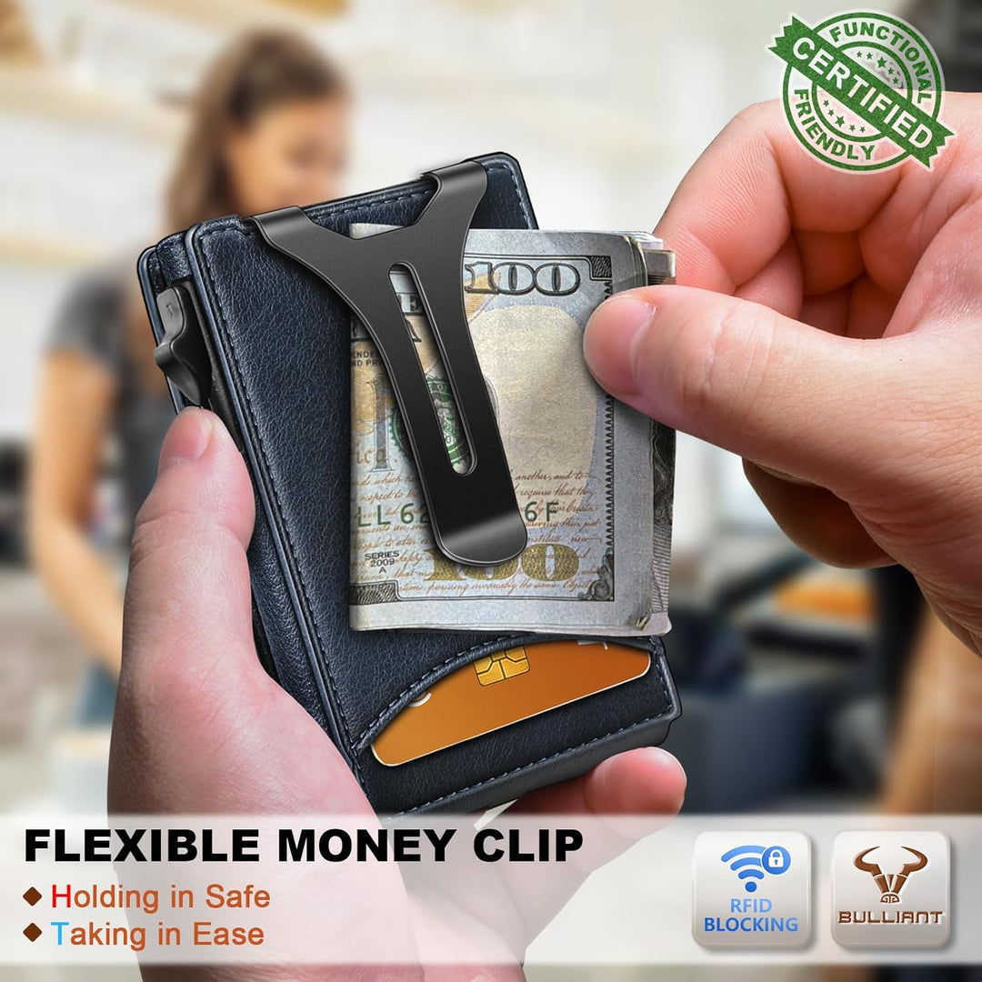 Cartera BULLIANT para hombre, cartera con clip para billetes delgad...