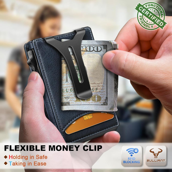 Cartera BULLIANT para hombre, cartera con clip para billetes delgad...