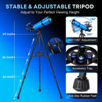 Hawkko Telescopio para adultos y niños, 3.150 in de apertura, 23.622 in de alta potencia telescopio para principiantes de astronomía - Telescopios refractores con trípode AZ