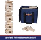 Juego de torre gigante de caída, torre grande que se apila a más de 3.2 pies, 60 piezas de bloques gigantes de madera para juegos de patio al aire libre con estuche de transporte apilable, juego de noche, juguete de regalo para niños, adultos y familia