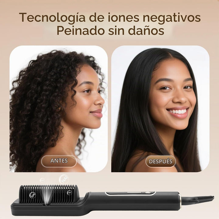 Cepillo profesional iónico para alisar el cabello con pantalla LED,...