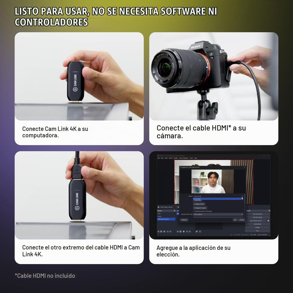 Elgato Cam Link - Tarjeta de captura 4K para cámara réflex digital, videocámara, cámara de acción