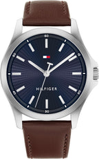 Tommy Hilfiger Hombre Reloj de cuarzo de 3 manecillas – Caja de 42mm, correa de cuero, 3 ATM de resistencia al agua, reloj moderno para uso diario, regalo para él