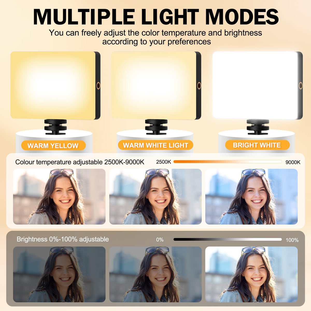 Luz de selfie de 120 LED para iPhone, luz de teléfono portátil con clip y adaptador de trípode de cámara, recargable de 5000 mAh, 3 modos de iluminación, CRI 97+ para grabación de video, TikTok, anillos de montaje de trípode