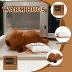 Peluches Capybara con calefacción ponderada, 2.2 libras, animales de peluche calentados con peso de 17 pulgadas para microondas, abrazos de felpa Capybara, almohadillas calentables y refrigerables sin perfume para niños y niñas adultos