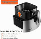 Mondial Air Fryer Digital 5.3 litros (5.3QT) - Freidora eléctrica con pantalla y acabado de acero inoxidable - 1800W - Negro