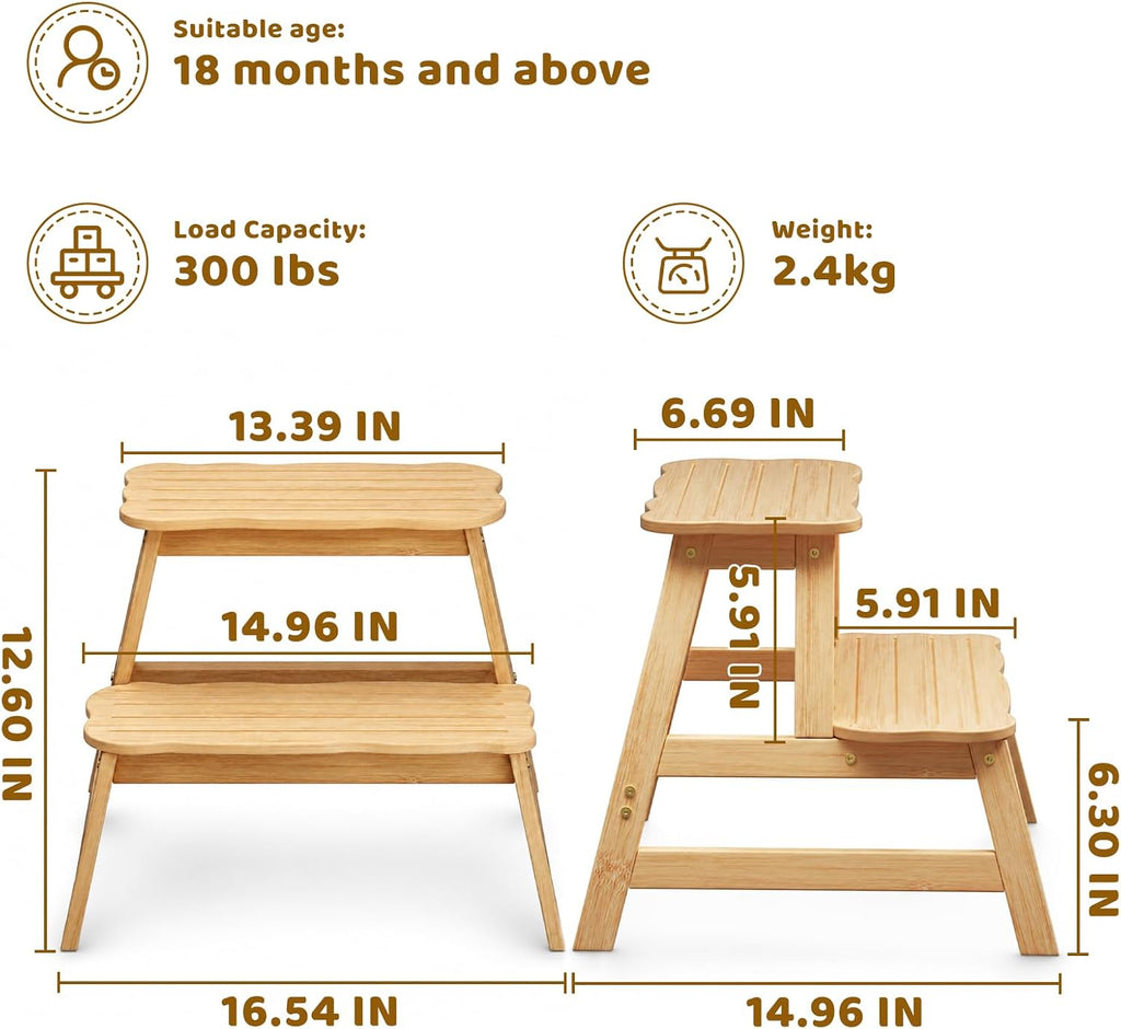 COSYLAND Taburete para niños pequeños, baño, cocina, taburete de 2 pasos