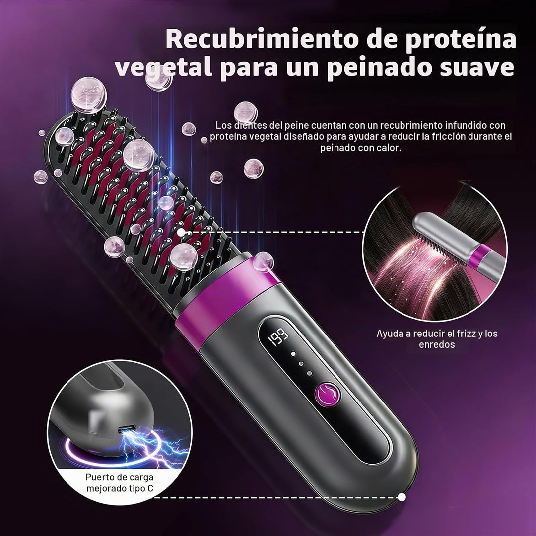 Cepillo alisador de cabello inalámbrico para mujeres, herramienta d...