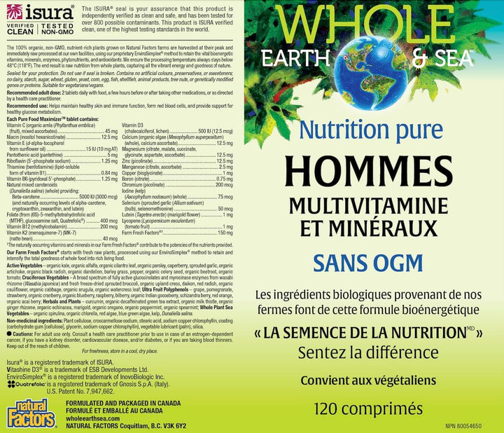 Natural Factors Whole Earth &amp; Sea Multivitamínico y mineral par...