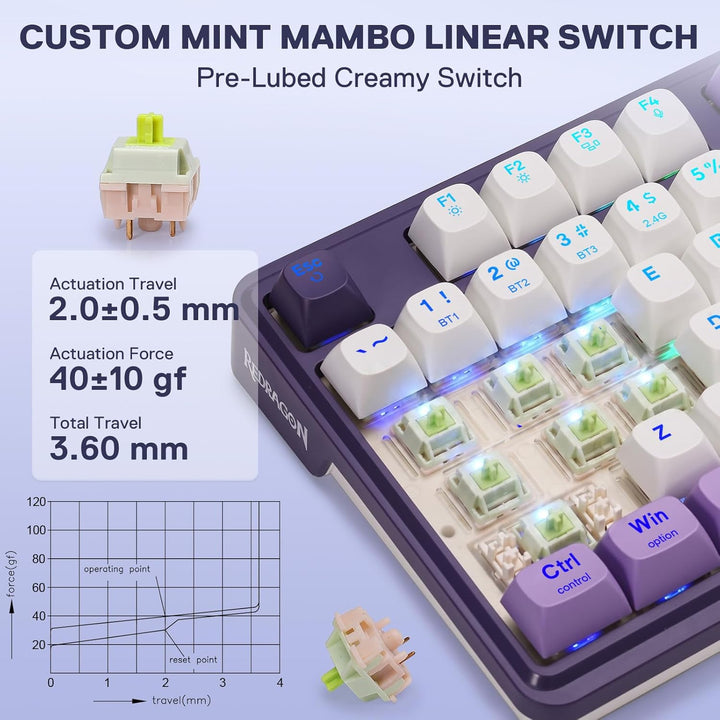 Redragon K745 PRO Teclado de juego inalámbrico con junta RGB, tecla...