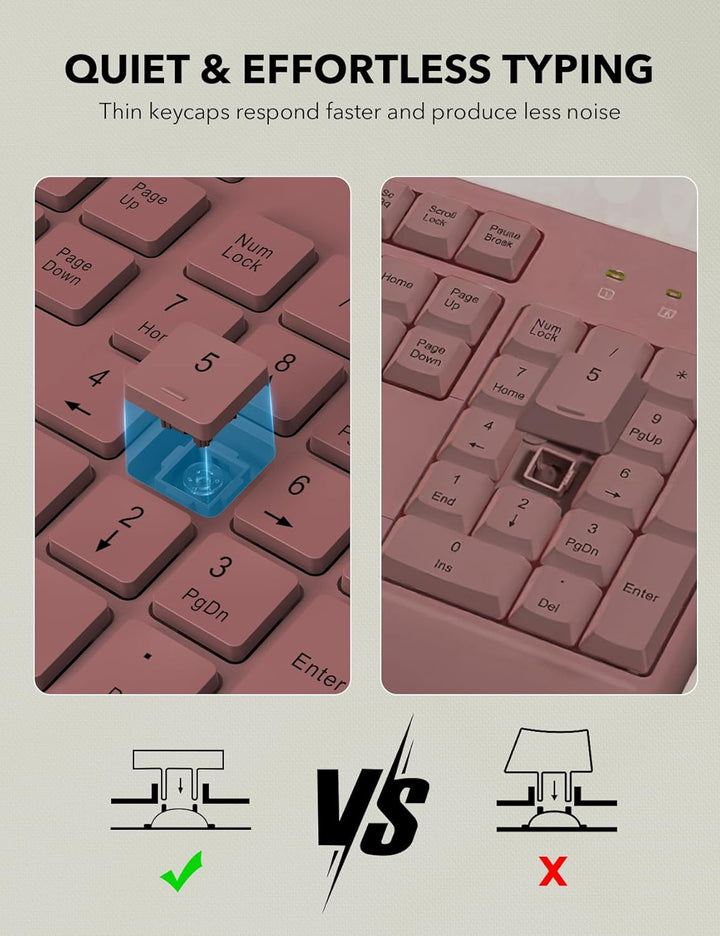 Combo de teclado y ratón inalámbrico - Teclado ergonómico de tamaño...
