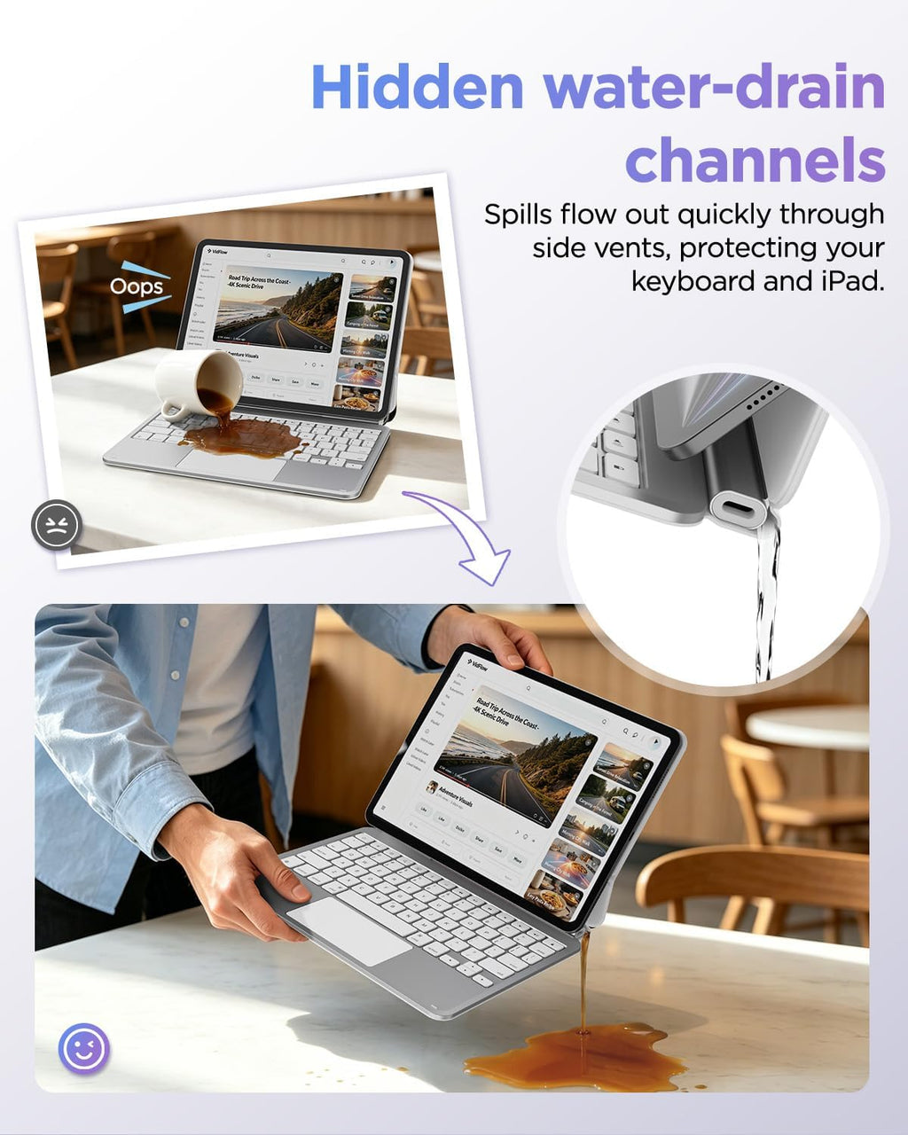 BOBOLEE Funda de teclado delgada de aluminio para iPad Air 11 / Pro de 11