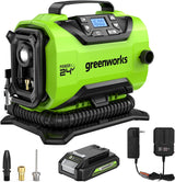 Greenworks Inflador de neumáticos inalámbrico de 24 V, compresor de...