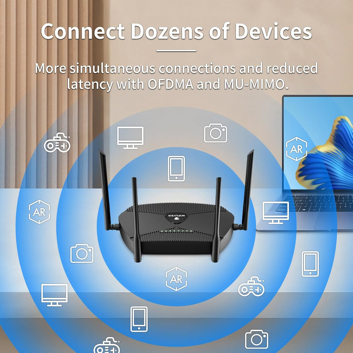 Wiflyer AX3000 Router WiFi 6 Mesh Router Dual-Band Gigabit Ethernet...