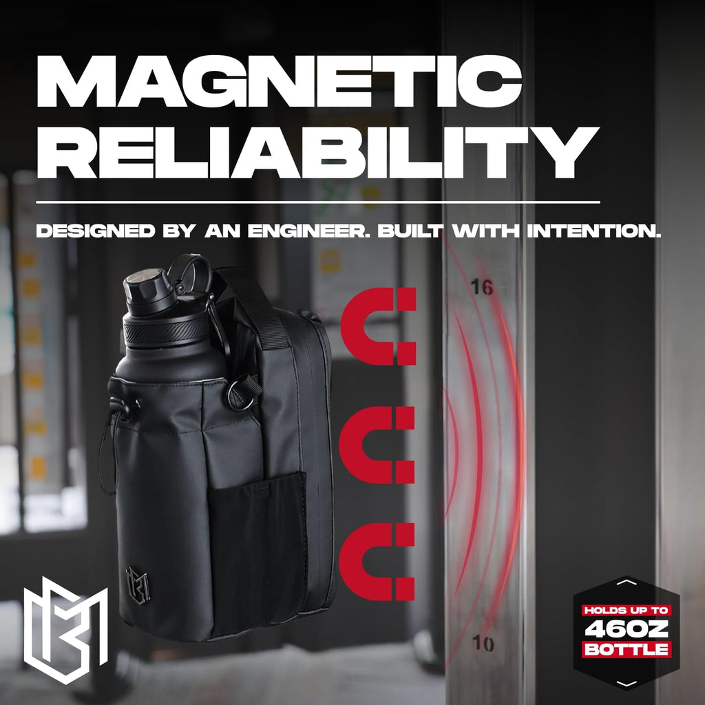 Bolsa magnética para botellas para hombres y mujeres, bolsa de gimnasio para gimnasio, viajes, trabajo y deportes, mantén tus artículos fuera del suelo sucio del gimnasio con accesorio magnético (negro)