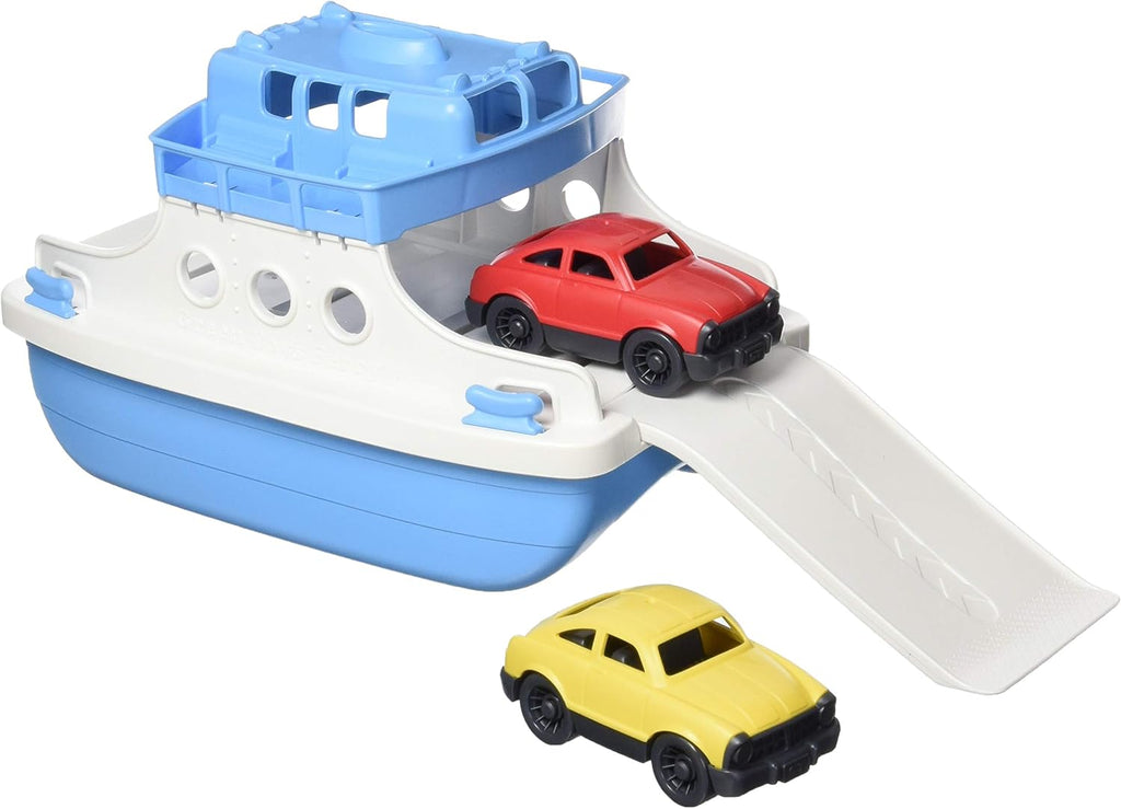Green Toys Ferry Boat, azul/blanco 4C - Juego de simulación, habilidades motoras, juguete de baño flotante para niños. Sin BPA, ftalatos, PVC. Apto para lavavajillas, plástico reciclado, fabricado en