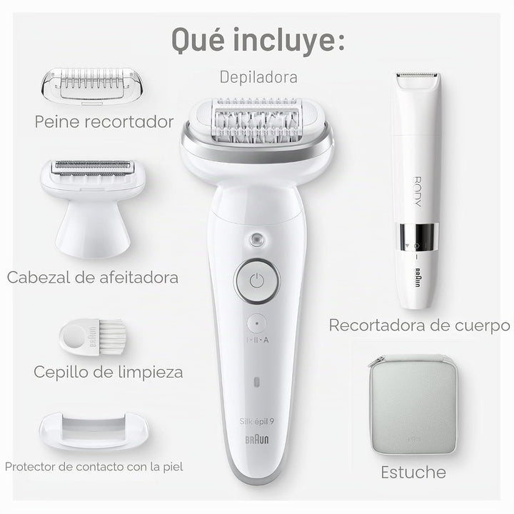 Braun Depiladora Silk-épil 9, cabezal pivotante, húmedo y seco, inc...