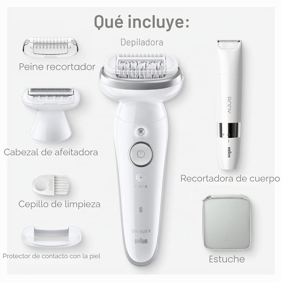 Braun Depiladora Silk-épil 9, cabezal pivotante, húmedo y seco, inc...