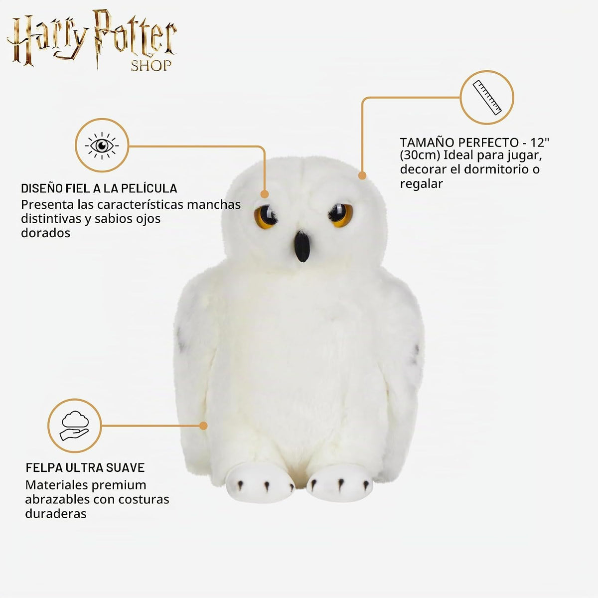 Harry Potter Juguete suave Hedwig, búho grande de peluche de 12 pulgadas