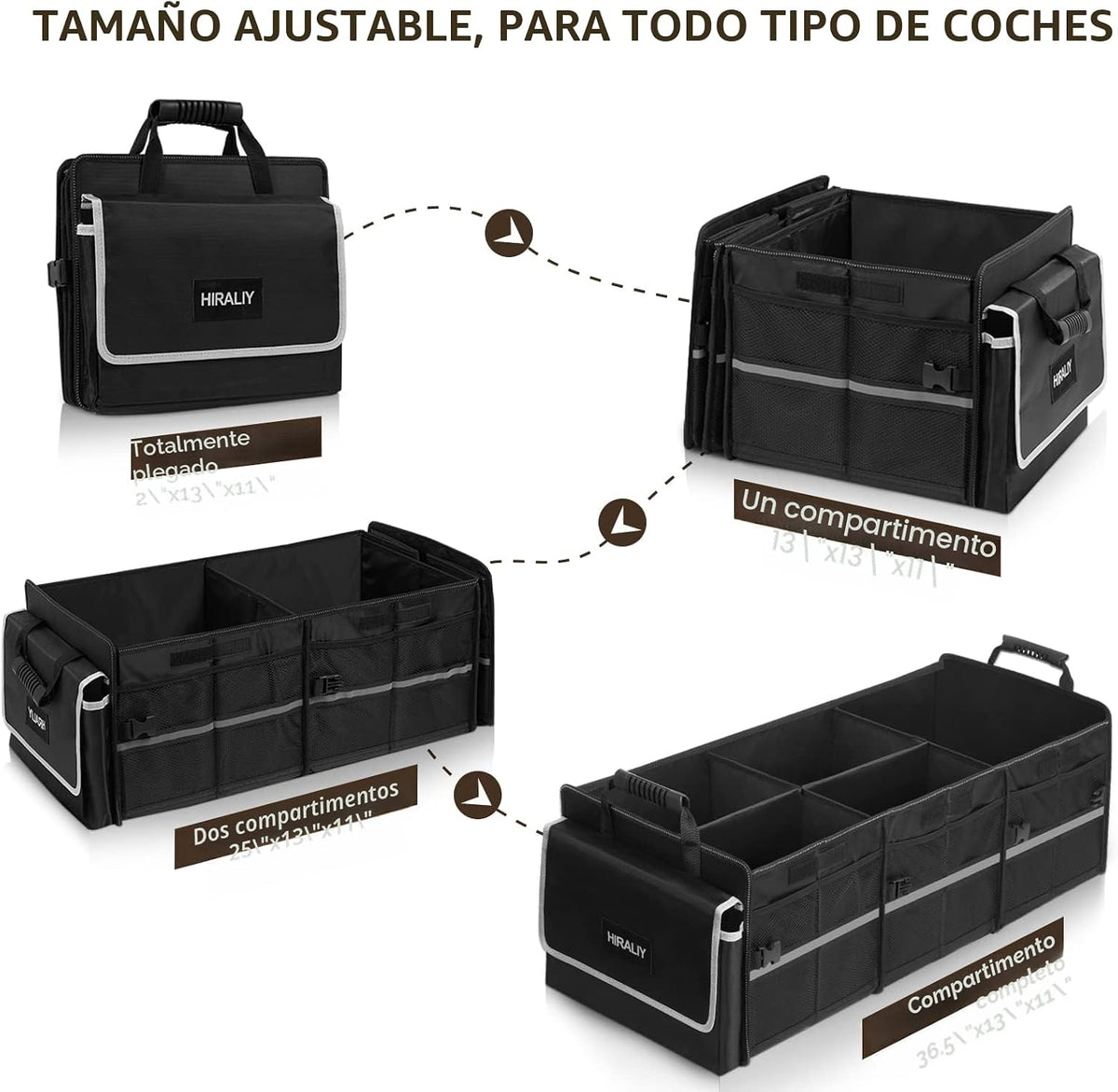 HIRALIY 75L Organizador de maletero de coche para SUV con bolsa de