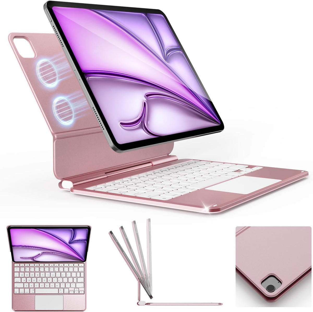 BOBOLEE Funda de teclado delgada de aluminio para iPad Air 11 / Pro de 11