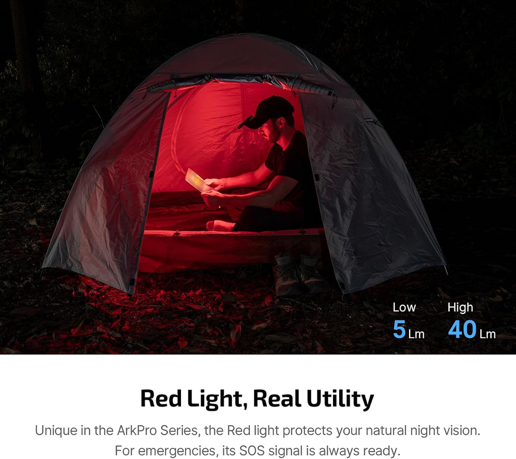 OLIGHT ArkPro Lite Linterna Plana de Bolsillo, Recargable Portátil de 1200 Lúmenes con LED Blanco, Luz Roja y Luz UV, Fuentes Triples para Detección de Orina de Mascotas, Acampada, Emergencia, Trabajo