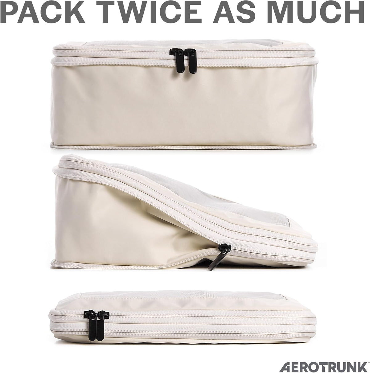Cubos de embalaje de compresión para viajes, bolsas organizadoras de equipaje, cubos de embalaje con doble cremallera para maletas (paquete de 4, beige)