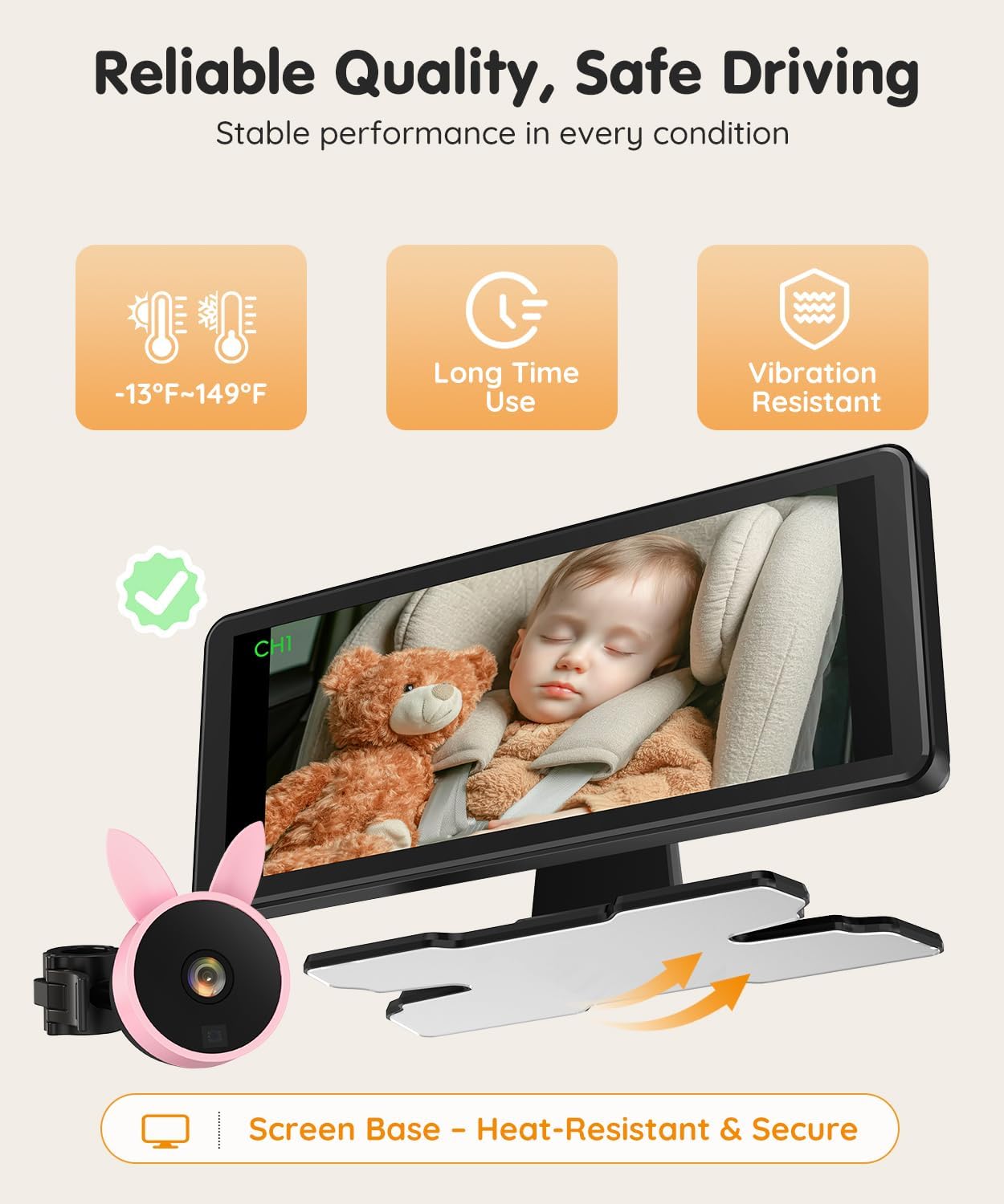 Babyvue BV3 MAX Cámara dual para coche de bebé para 2 niños, pantal...