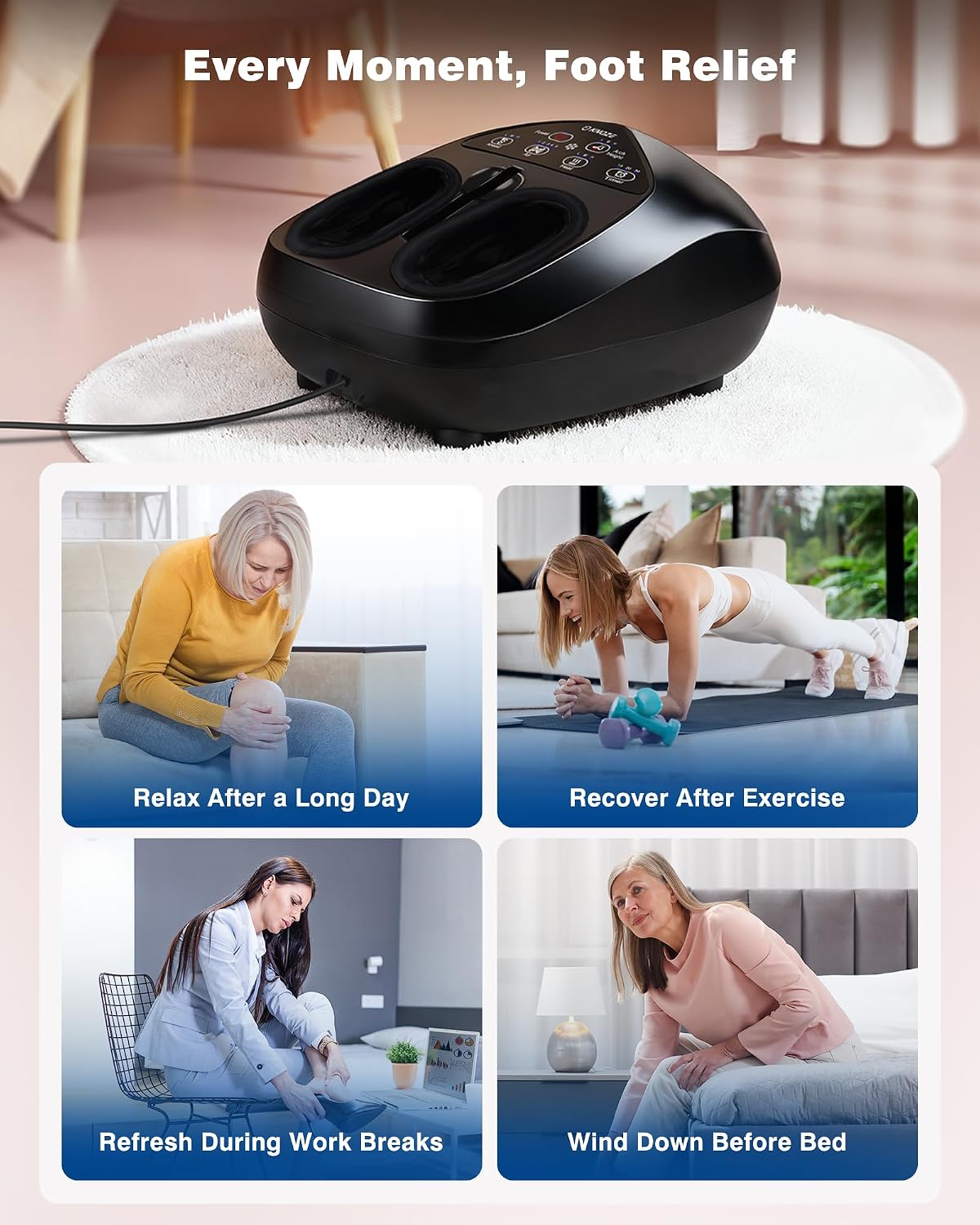 KNQZE Masajeador de pies Shiatsu con calor, diseño de masaje de elevación