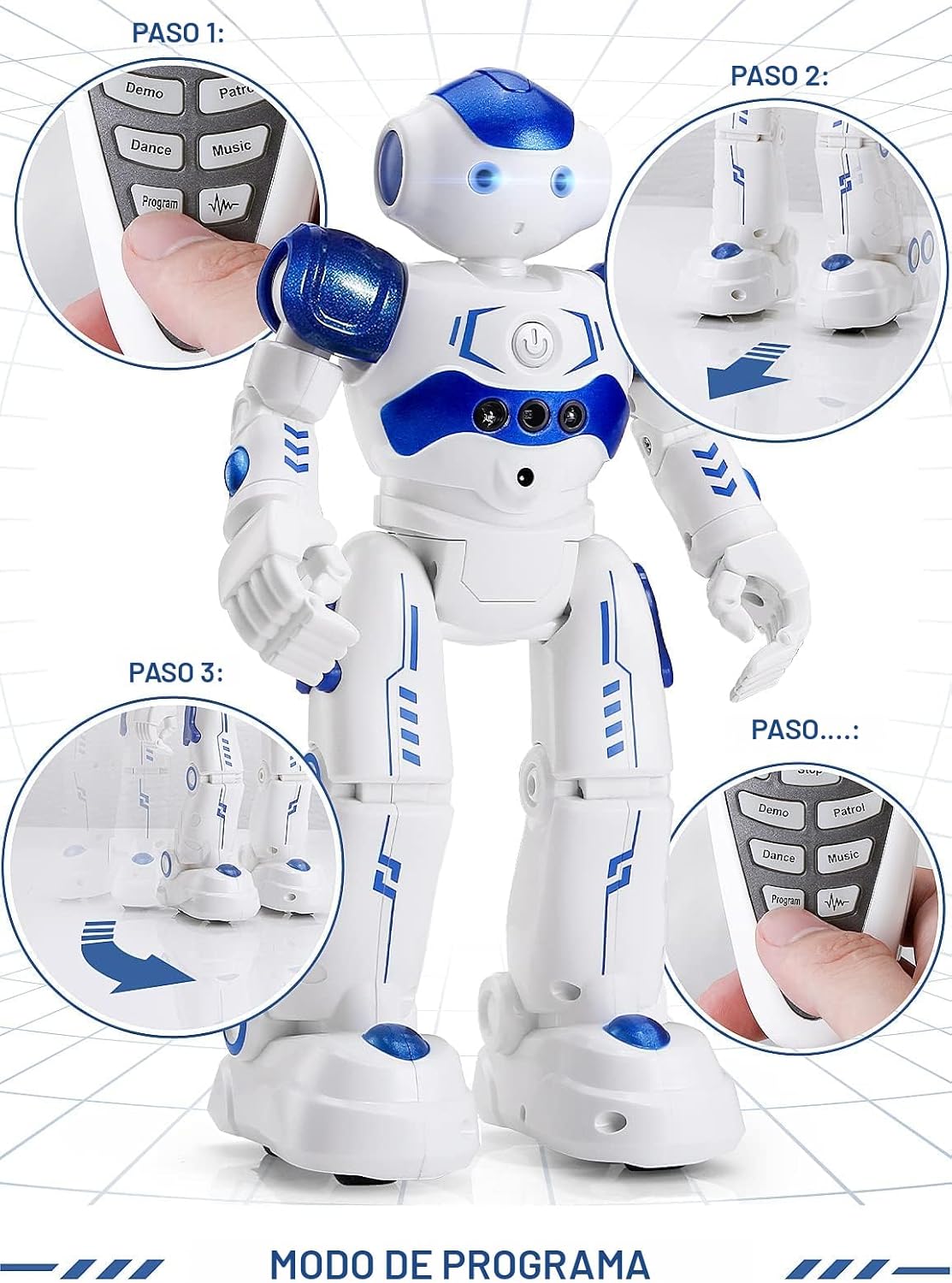 KingsDragon - Robot RC, juguetes para niños, gestos y detección programable, robot inteligente a control remoto para niños de 3 a 8 años, regalo de cumpleaños