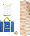 Tumbling Tower - Juego de 60 piezas de madera para patio familiar de hasta 3.2 pies