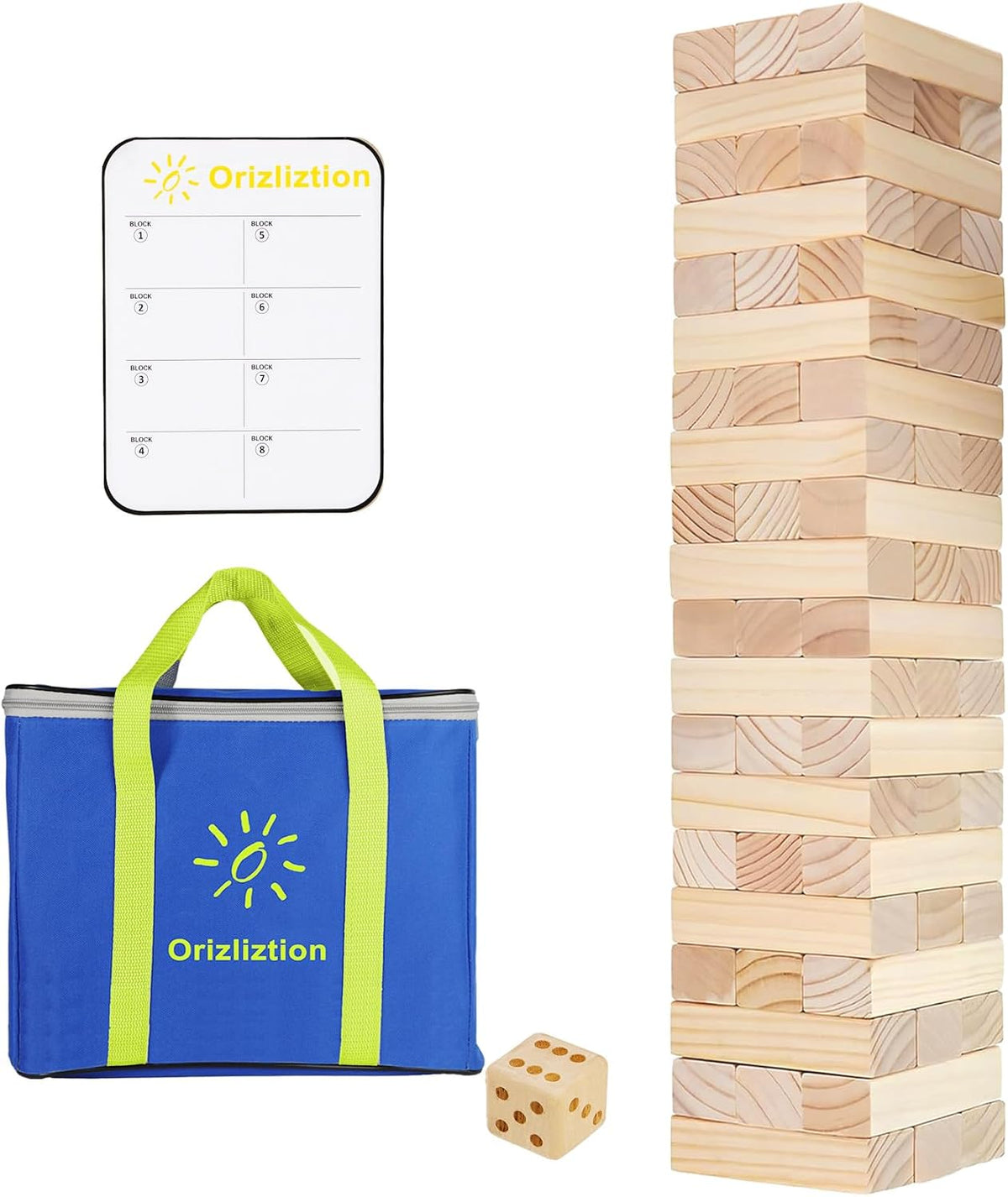 Tumbling Tower - Juego de 60 piezas de madera para patio familiar de hasta 3.2 pies