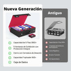 ZLCA Tarjetero/caja de almacenamiento para cartas de 5 filas con asa, caja de almacenamiento MTG