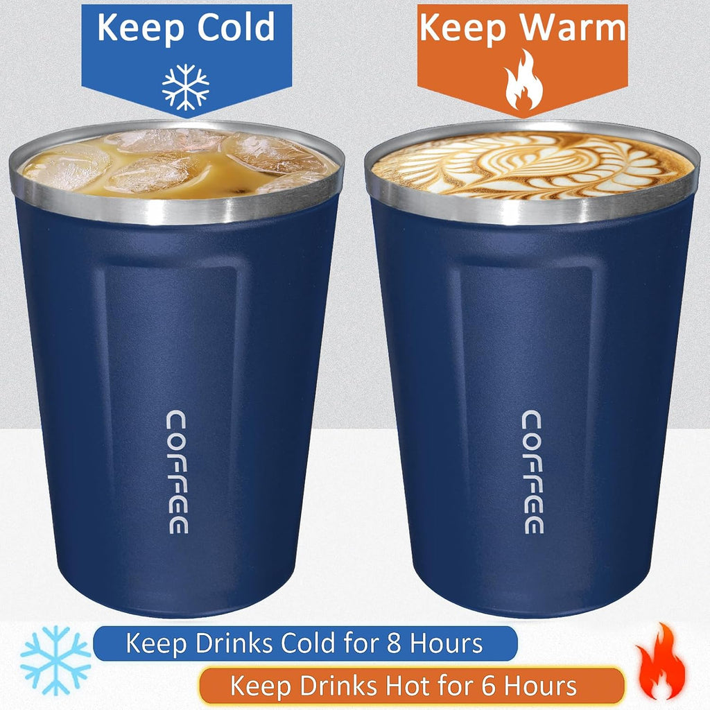 Paquete de 4 tazas de café de viaje de 17 onzas aisladas con tapa, taza de café térmica reutilizable de acero inoxidable para mantener bebidas calientes y frías para automóvil, diario, viajes y regalos, multicolor