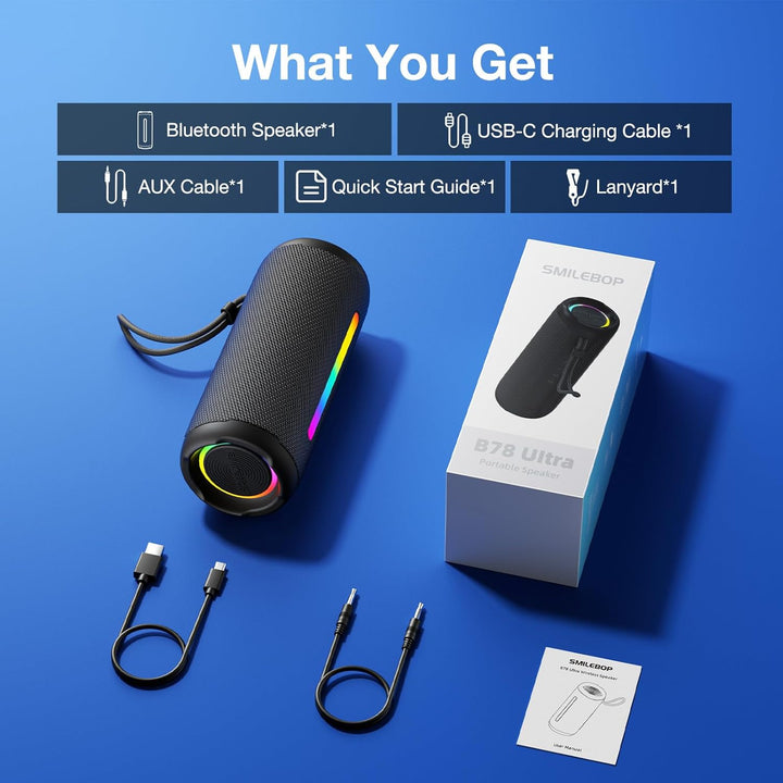 SMILEBOP Altavoz Bluetooth portátil inalámbrico, 40 W Super Bass co...