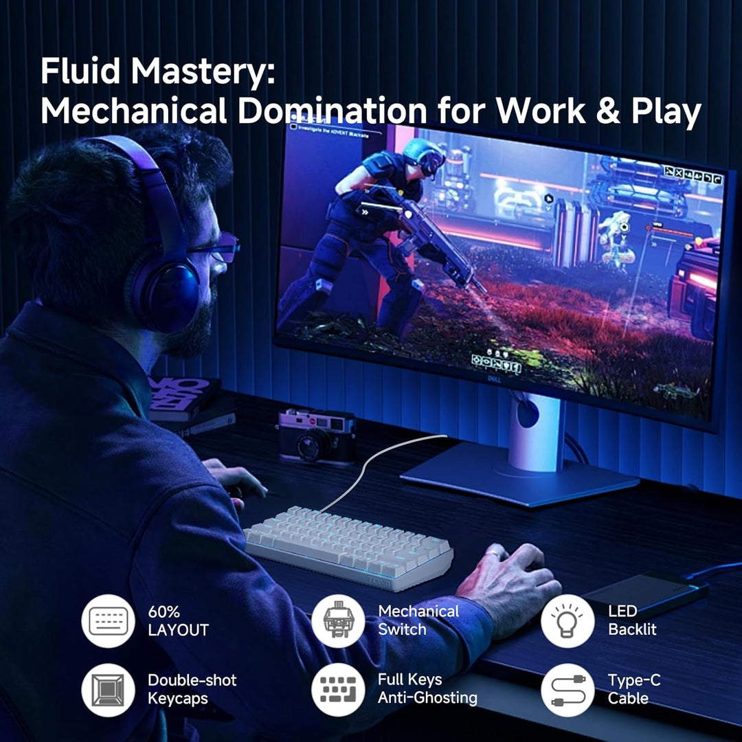 TMKB Teclado Mecánico para Juegos 60%, Interruptor Lineal Rojo, Ret...