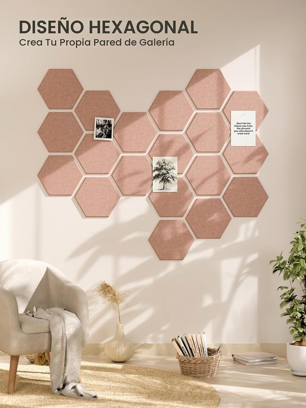 Paquete de 12 azulejos hexagonales de fieltro para tablón de