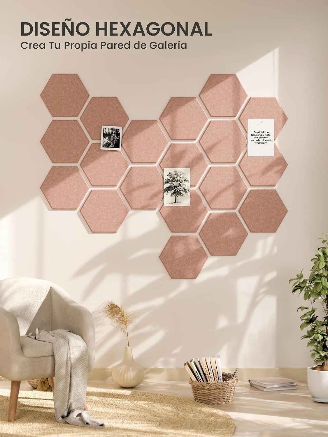 Paquete de 12 azulejos hexagonales de fieltro para tablón de