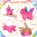 Wettarn - 24 llaveros de animales de peluche de unicornio, lindo, multicolor